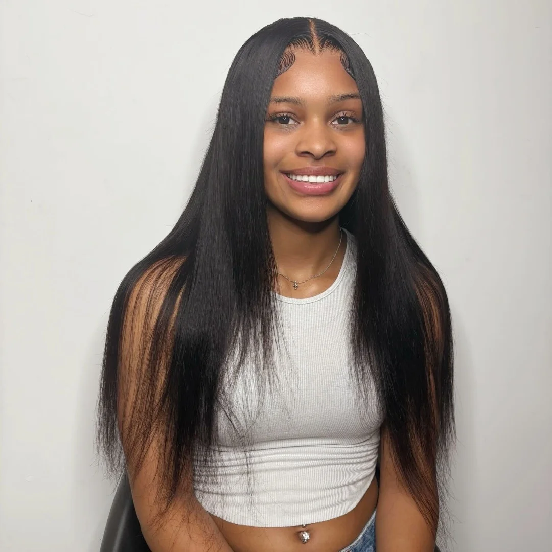 

Straight 13×6 Lace Front Wigs Human Hair 13×4 Lace Frontal Wig Natural Color 220Density Pre Plucked Transparent Wigs For Women1B