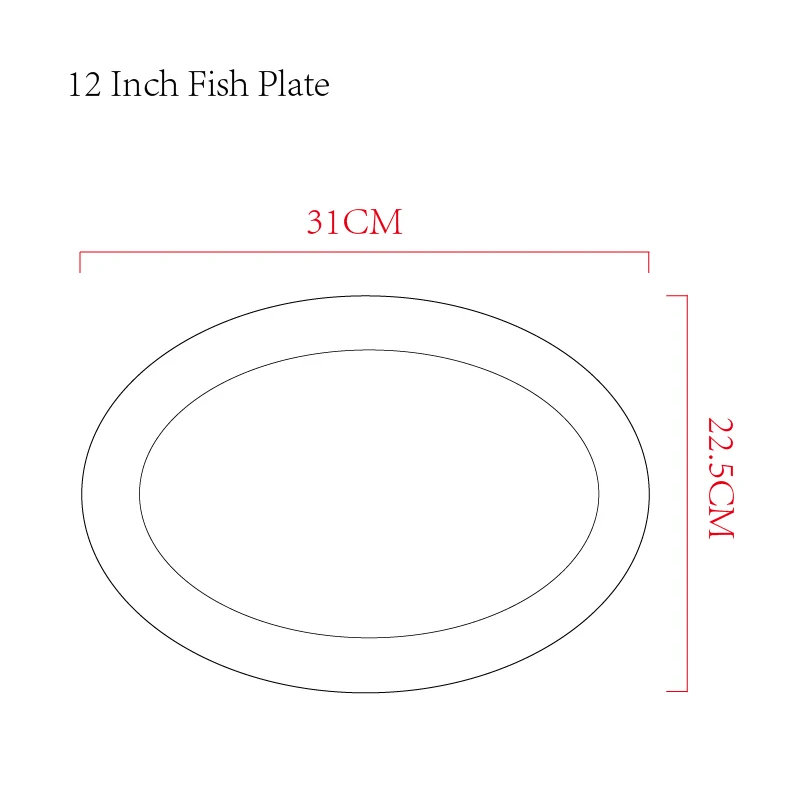 Tableware set Ceramic Fish Plate Tableware Fish Steamed Fish Large Plate Hotel Kitchen Tableware Plate