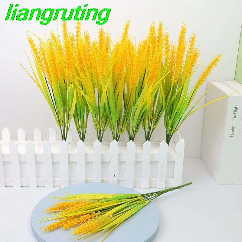 Simulation 7 forks rice barley shooting props garden project decoration fake flower bouquet decoration rice simulation plants