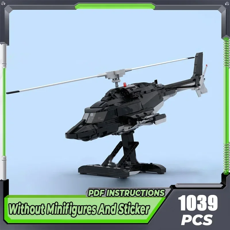 Moc Building Blocks Special Ops Helicopter Airwolf Bell 222 Model Technology Bricks DIY Assembly Airplane Toys For Kids Children