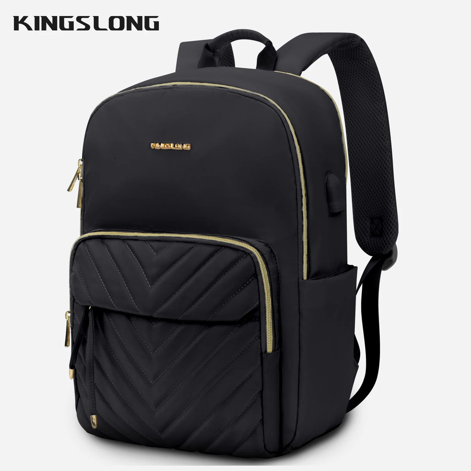 KINGSLONG-Sac à Dos Multifonction de Grande Capacité avec Port USB, Sacoche d'École, de Travail, de Voyage, Décontracté, à la Mode, pour Femme