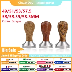 Coffee Tamper 41mm 49mm 51mm 53mm 57.5mm 58.35mm Wooden Handle Stainless Steel Delonghi Breville Barista Espresso Accessories