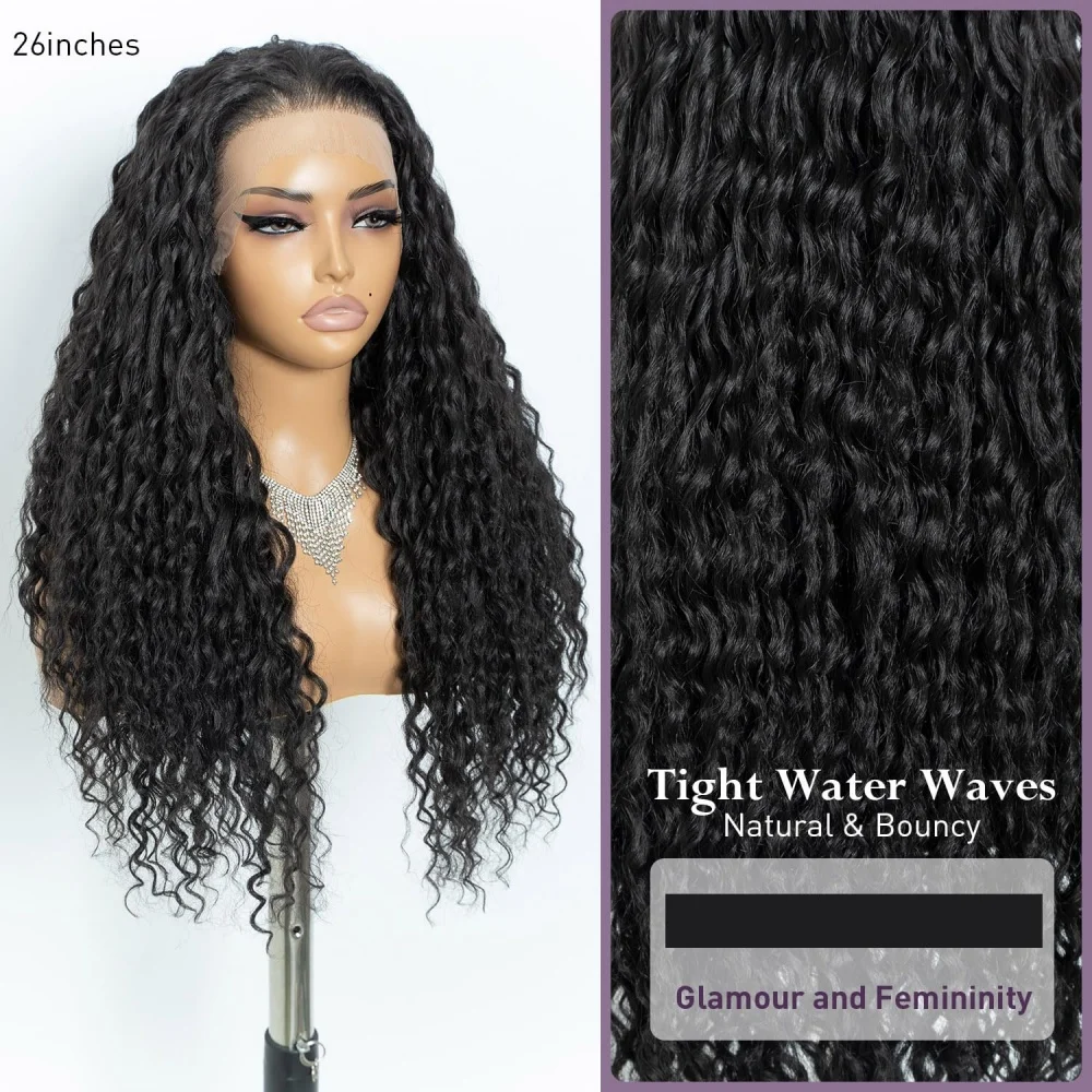 40 Inch 13x4 Hd Lace Frontal Wig For Women Kinky Curly Human Hair Wigs Brazilian PrePlucked Jerry Curly Water Wave Lace Front Human Hair Wigs On Clearance Sale For Women Pre Plucked Black Wig Party Work Daily Life