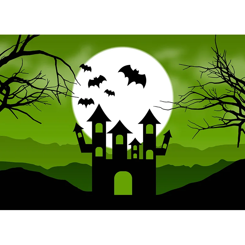 Halloween Backdrop Tombstone Castle Pumpkin Lantern Moon  Photography Background Photo Studio Props JKL-04