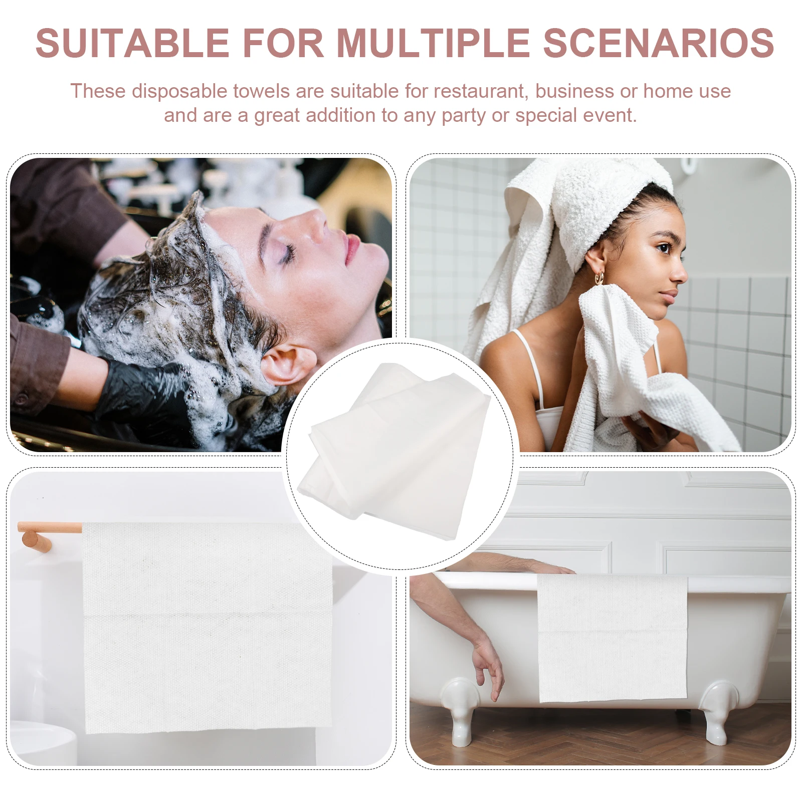 

100 Pcs Waterproof and Oil-resistant Foot Bath Mat Hand Towels Cotton Bathroom Disposable Cleaning Household White Miss