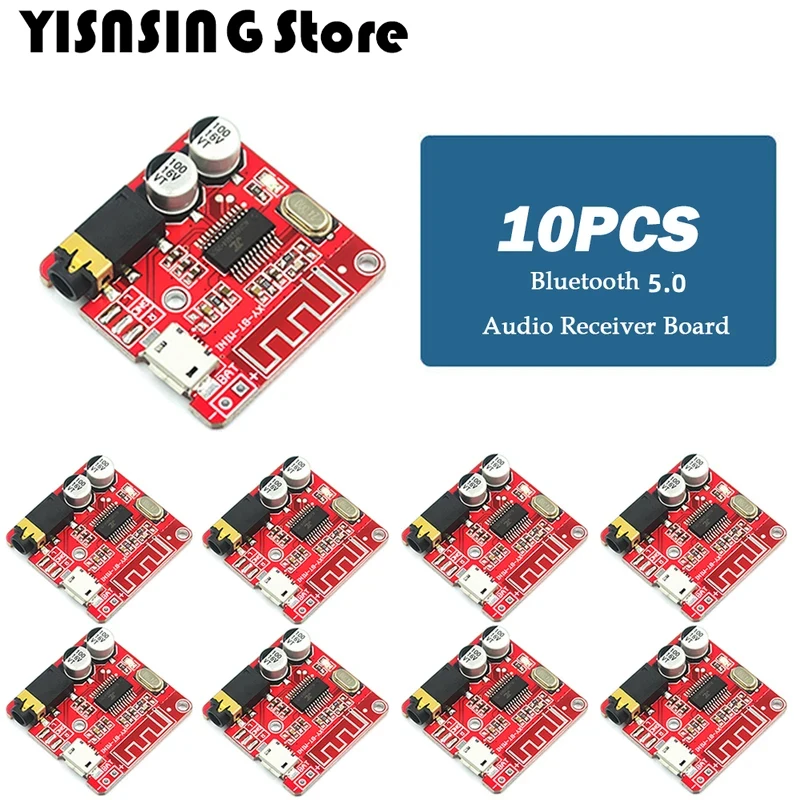 10Pcs Bluetooth Audio Receiver Board Bluetooth 5.0 MP3 Lossless Decoder Wireless Stereo Music Module 3.7-5V XY-BT-Mini TYPE-C