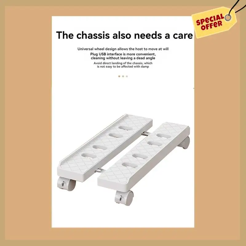 Adjustable Mobile PC Tower Stand Telescopic CPU Holder With Rolling Casters Desktop Computer Cart B