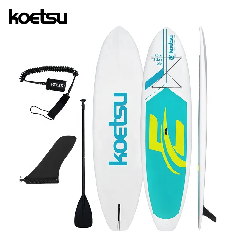 KOETSU Sup Paddle Board 10 feet 6 inches PE PU Foam Surfing White One-piece Blow Molding Rigid Paddle Board Glastic Surfboard