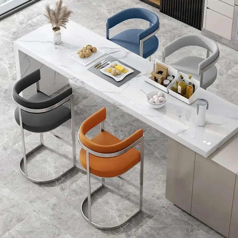 

Modern Metal Bar Stool High Living Room Vanity Soft Library Bar Stool Relaxing Outdoor Tabourets De Bar Living Room Furniture