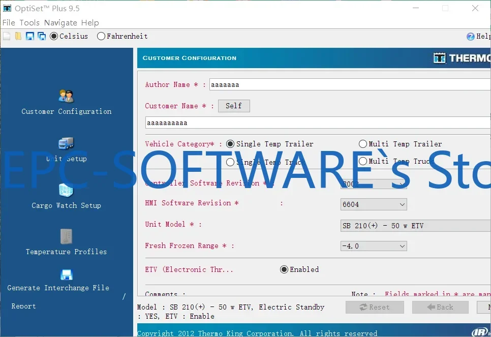 

EPC-OFTWARE Thermo King OptiSetPlus 9.5