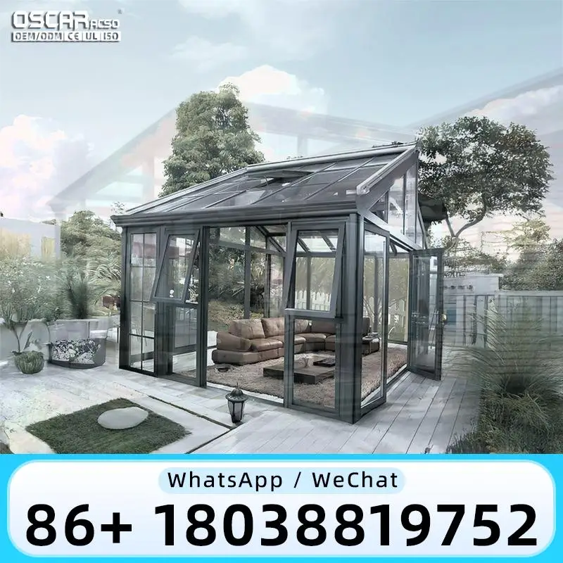 

Outdoor Smart Retractable Double Glazed Roofing Shade for House Villa Restaurant Remote Control Sliding Aluminium sunroom