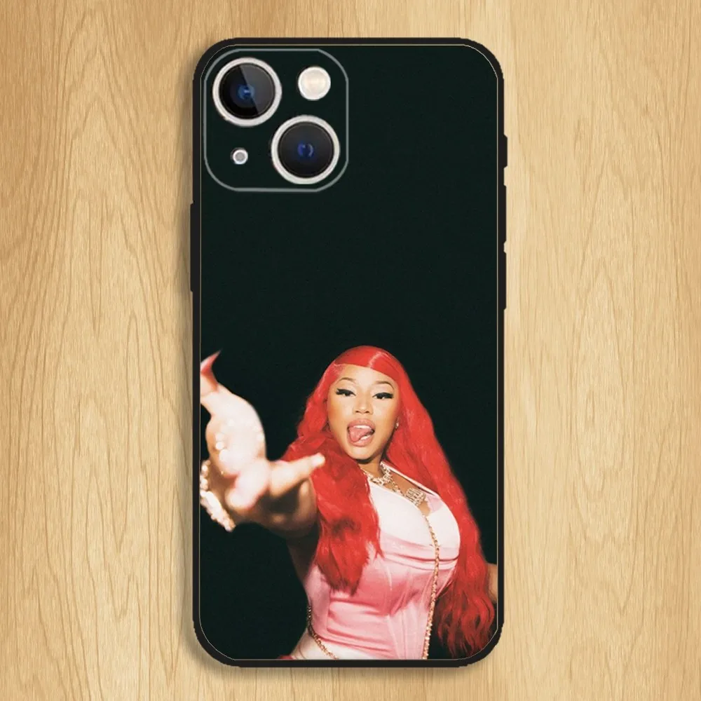 Nicki Minaj Rapper Singer Capa de telefone para iPhone15,14,13,12,11,Pro,Max,Plus,Mini,X,XS,XR,8,7,6,S,Plus,SE Capa preta macia