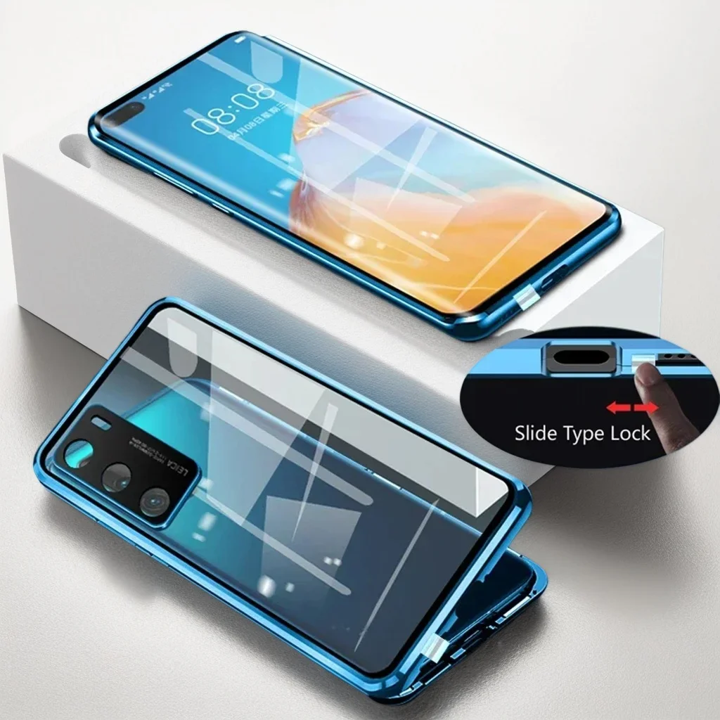 360 °   Coque de téléphone magnétique à cadre métallique, étui à verrouillage à pression en verre trempé Double face pour Honor Magic 6 7 Pro 4 5 Lite 5G