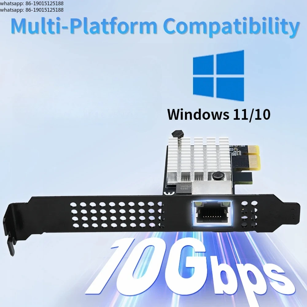 10G Ethernet Network Card 1-Port PCIe 4.0 X1 Realtek8127(PXE) Multi-Gigabit Network Speeds 10G RJ45 Lan Card