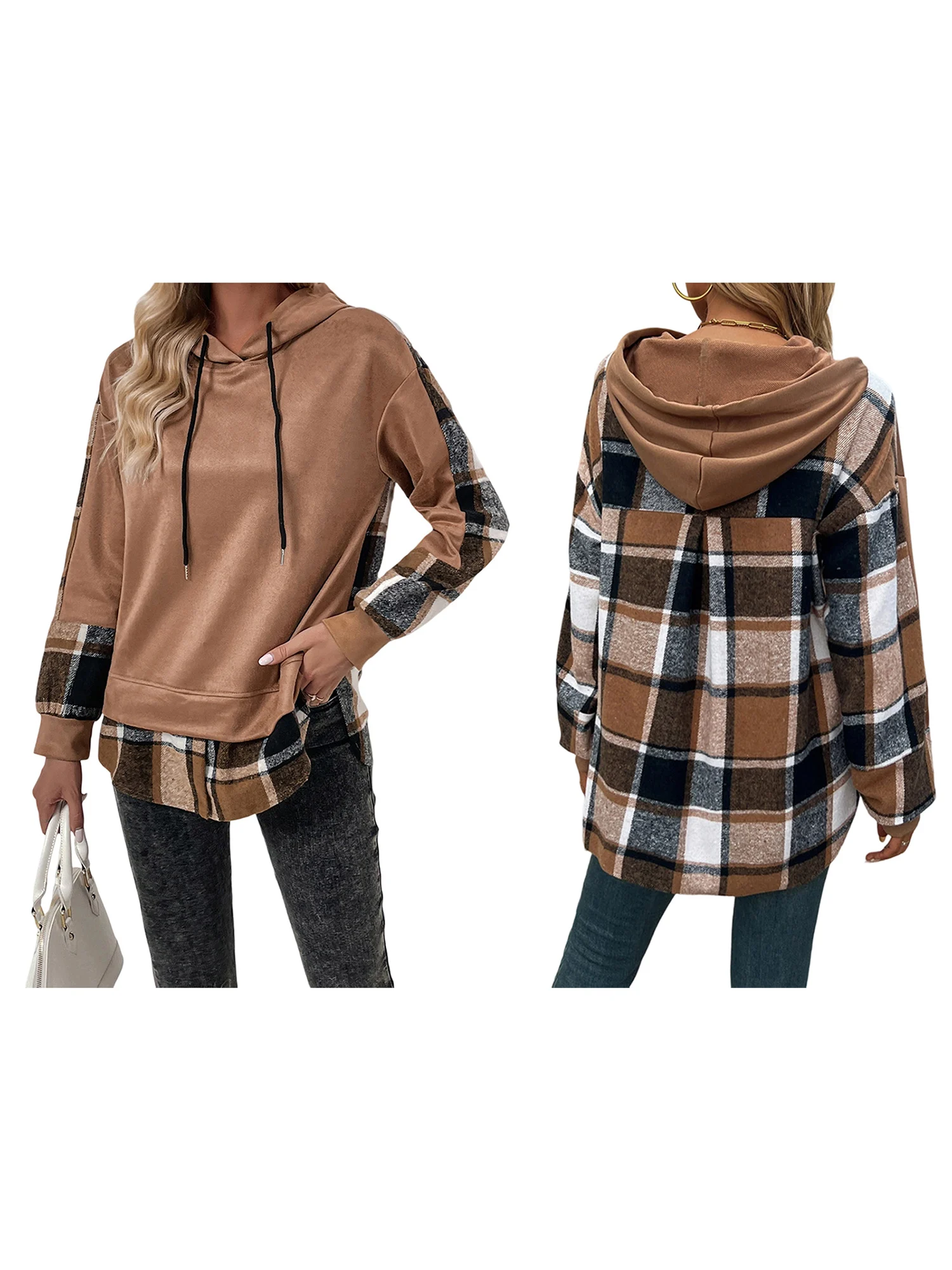 

Женские полосатые толстовки в стиле ретро с цветными блоками, пуловер с длинными рукавами и контрастной вставкой, толстовка с капюшоном для осенне-зимней моды