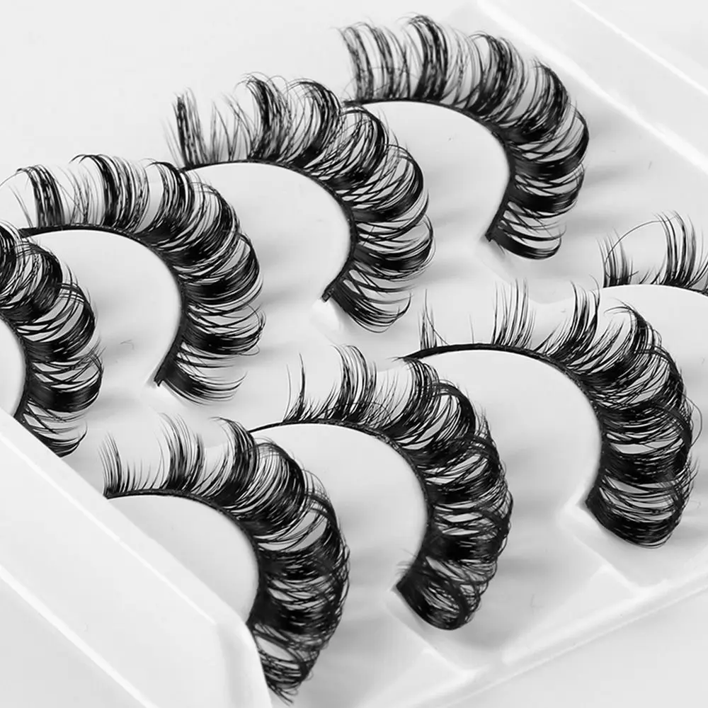 Extensiones de pestañas postizas, maquillaje de ojos, esponjoso, tira rusa, rizo D, 4 pares