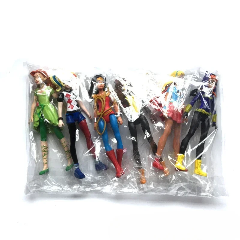 마블 레전드 애니메이션 6 피스 세트 여성 영웅 액션 피규어 장난감 원더 우먼 할리 퀸 Collectible Model Toys 어린이 선물