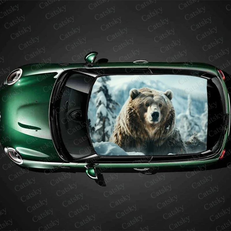 

Bear in Nature Car Roof Sticker Wrap Racing SUV Accessories Packaging Painted PVC Custom Car Graphic Decal