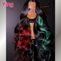 Highlight Red Green Colored Ready Go Body Wave 13x6 Lace Frontal Wigs Human Hair 13x4 Lace Front Wig PrePlucked With Baby Hair