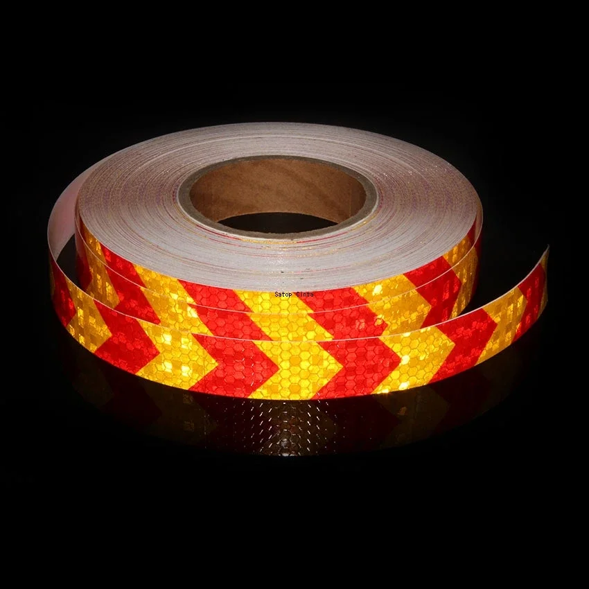 Freccia 25mm * 5m Adesivi riflettenti per biciclette Riflettori autoadesivi Strisce di nastro di avvertimento impermeabili per auto Casco bici Moto