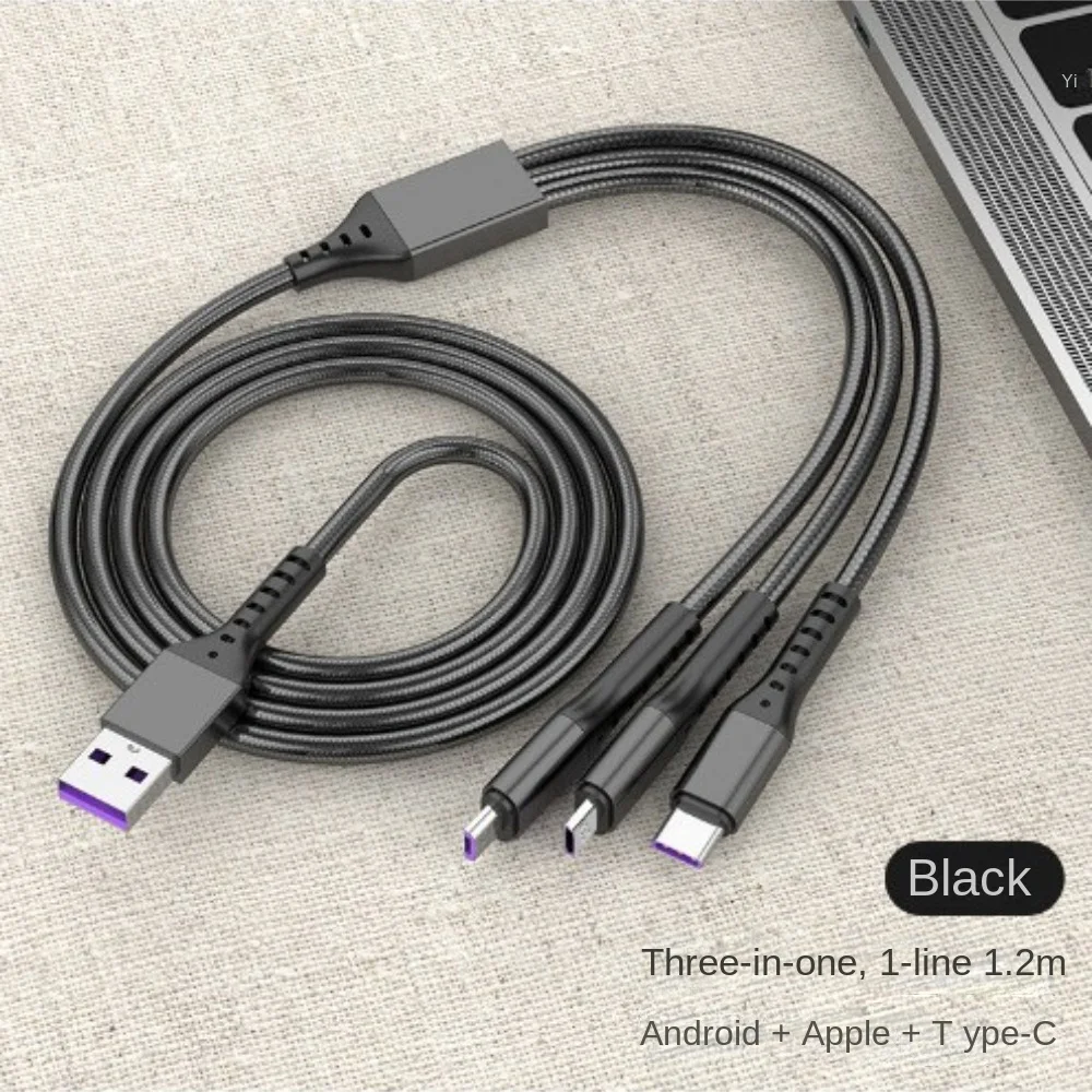 66W Super Fast Charging Three-in-one Data Cable One-to-three Charger Cable Suitable for Typec Huawei Mobile Phone Charging Cable