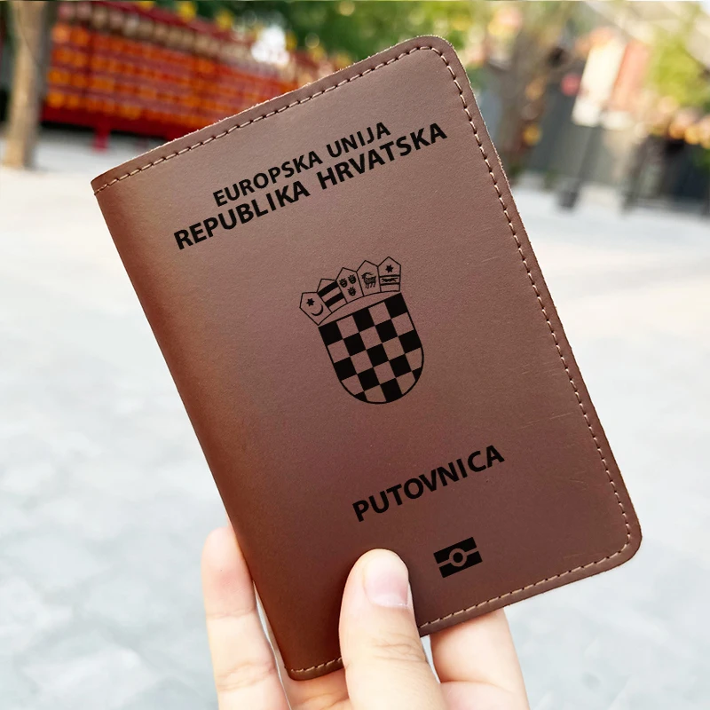 Handmade Genuine Leather The Republic of Croatia Passport Cover Custom Name  Personalise Croatia Passport Holder Card Wallet