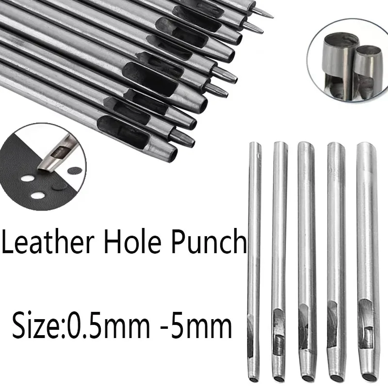 

Набор инструментов для дырокола кожи 0,5-5 мм, круглый дырокол, рабочие инструменты для кожаных ремней и других кожаных проектов