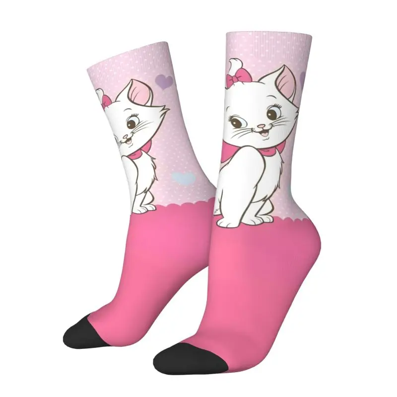 Cute Marie Cat Men Women Crew Socks Unisex Novelty 3D Printed The Aristocats Dress Socks