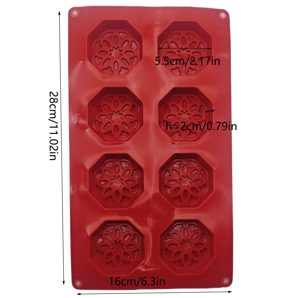 Octagonal Shape Silicone Cake Mold 8 Hole Rice Cake Jelly Pudding Chocolate Cake Decoration Mooncake Tool Baking Kitchen Mould ﻿