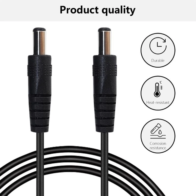  DC5.5x2.1mm/DC5.5x2.5mm Male to Male Adapter Cable Double Male End Power Cord