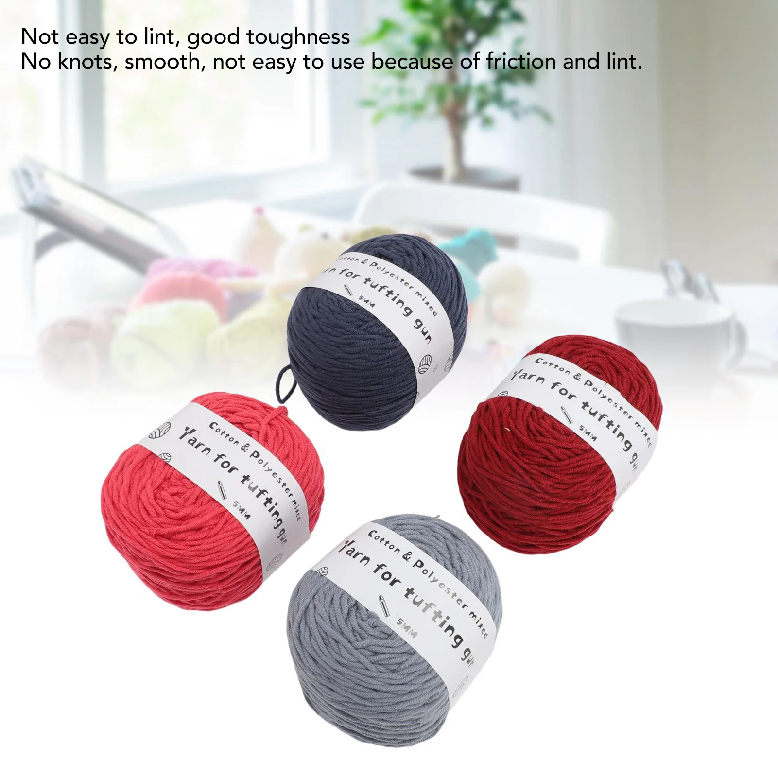 4Pcs Crochet Yarn Kit For Carpet 8 Strands 4 Colors Soft Cotton Knitting Crochet Yarn For Kids Adults Beginner Professionals