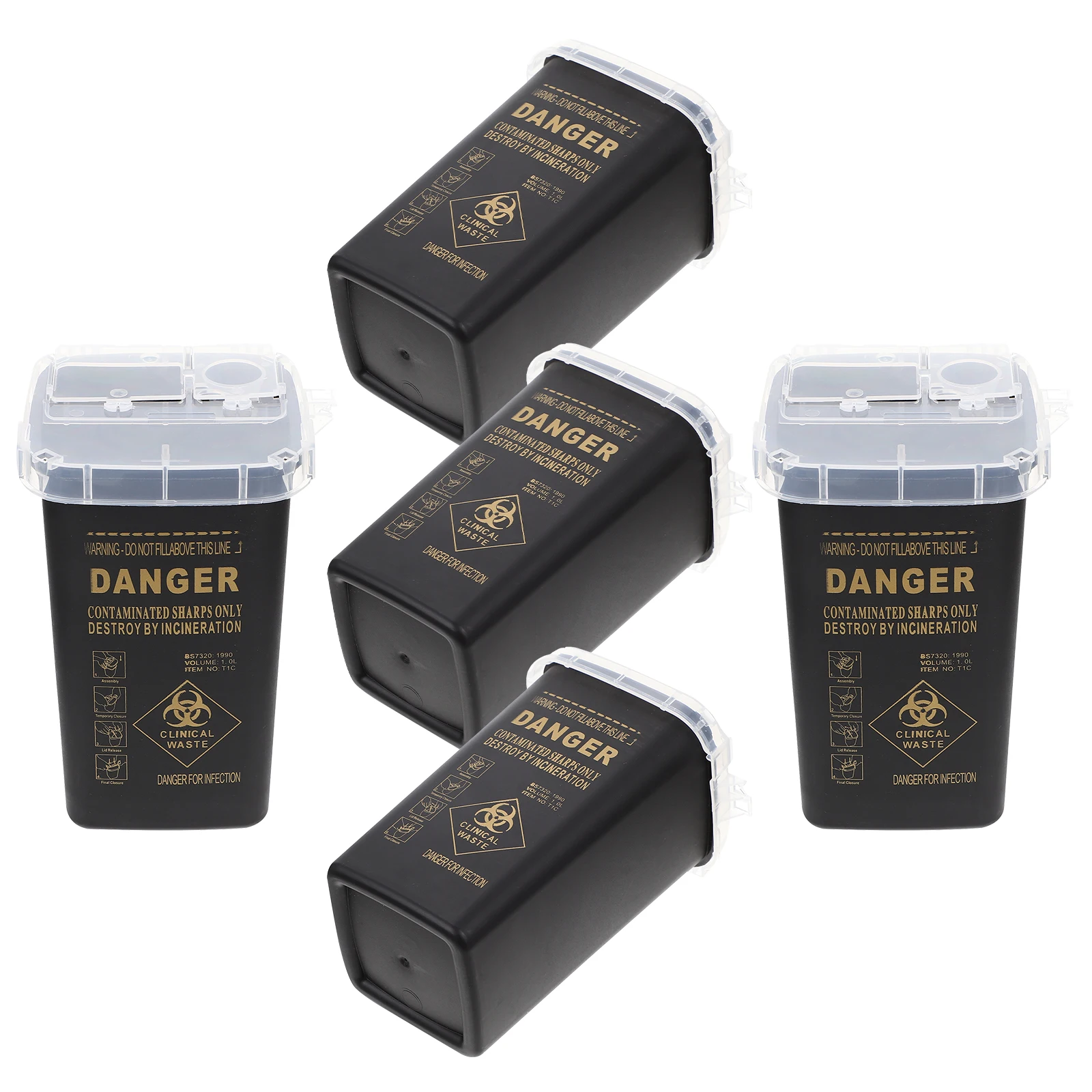 

5Pcs Tattoo Sharps Container Puncture Resistant Bright Color Safe Disposal for Studios and Salons Black Safe Disposal Container