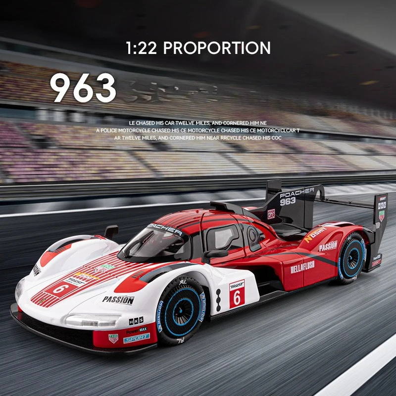 1:22963 modelo de coche de carreras modelo de aleación de simulación sonido y luz adorno de coche de juguete extraíble