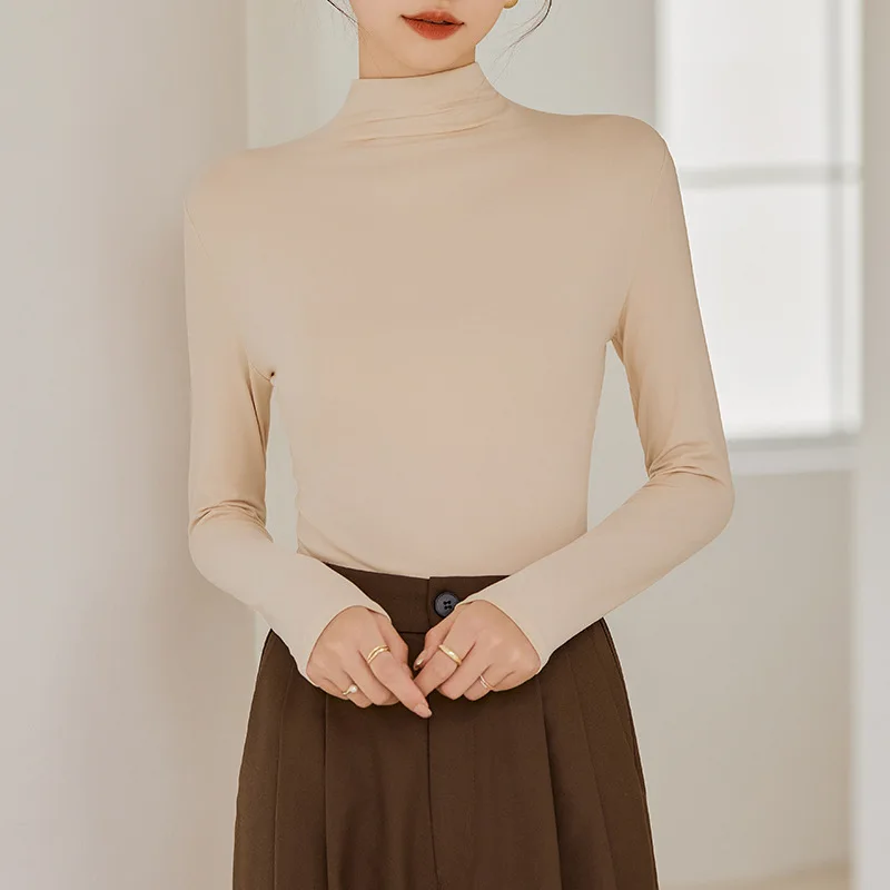 

Women's Mock Neck Base Layer Top Autumn Slim Fit Thermal Long Sleeve Tshirts Bottoming Tee Tops for Warm Layering Undershirts