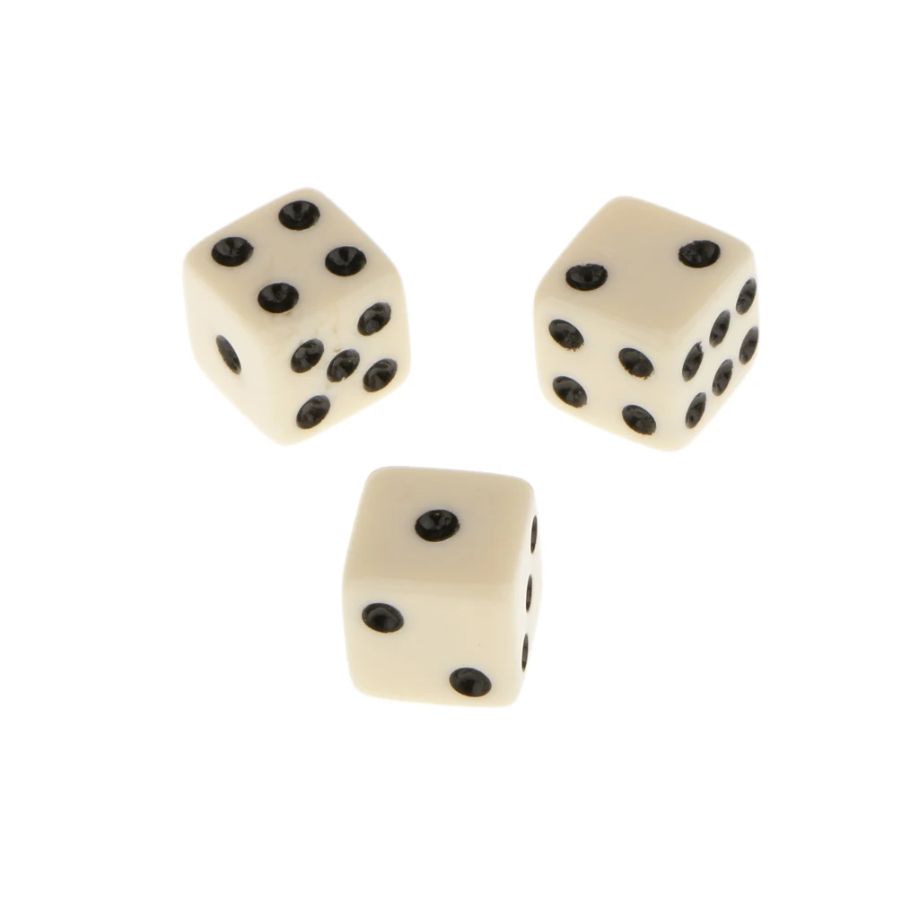 12mm 50Pcs Opaque Acrylic Six Sided Spot Dice Games Spot Dice for Table Game Party Games Dice Toys Gift 6 Colors