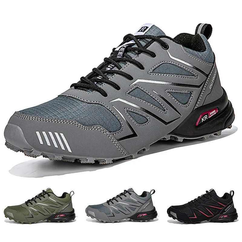 Premium Men Outdoor Hiking Shoes, Comfortable Non Slip Sneakers for Mountain Cross-Country Cycling Trekking