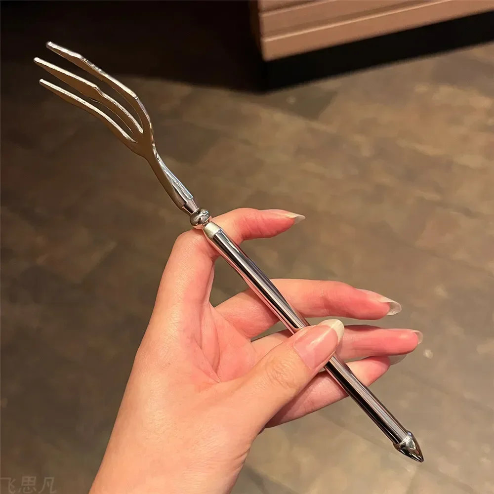 Poseidon Trident Shape Stainless Steel Food Fruit Fork Mirror Plating Cutlery High-grade Restaurant Tableware