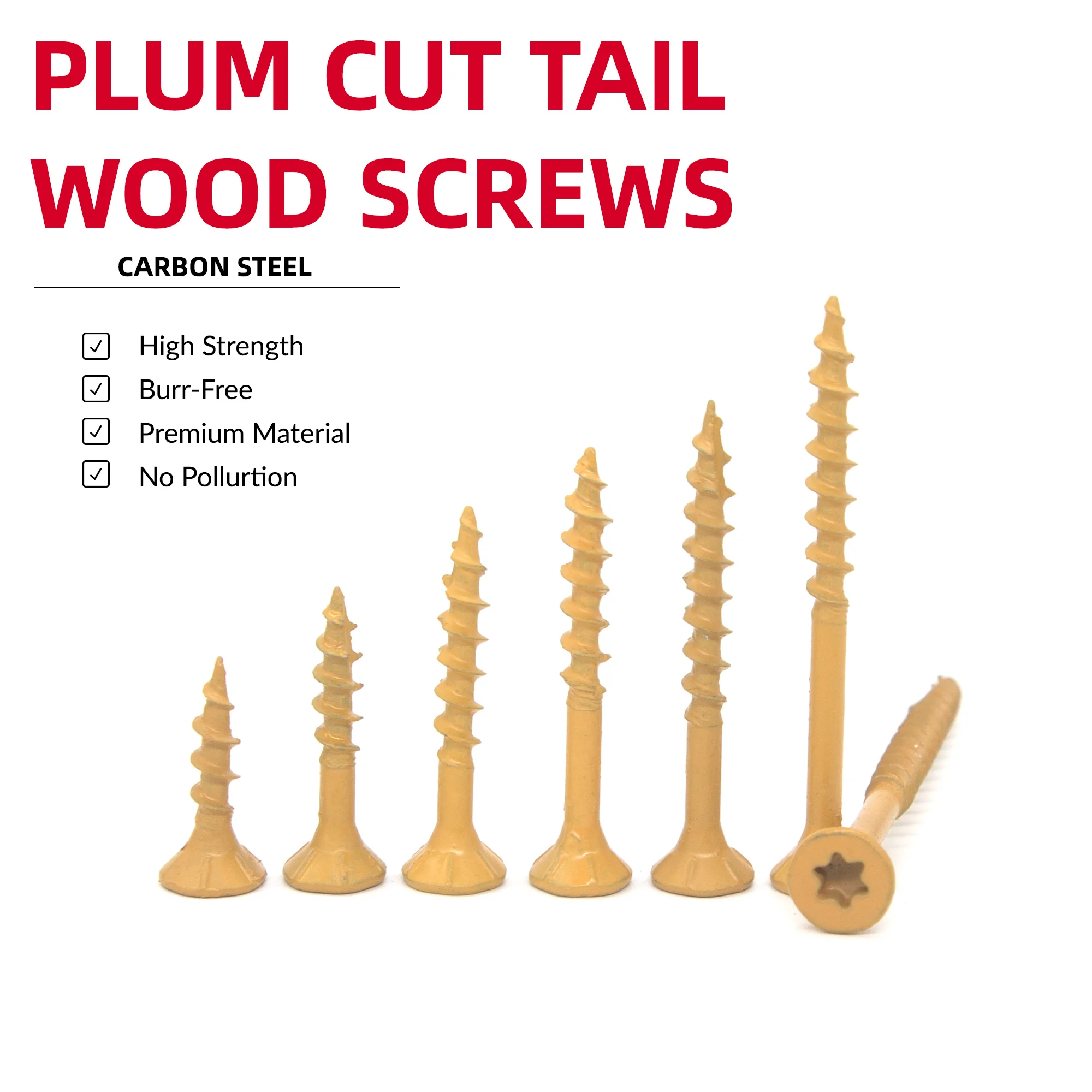 50/100pcs Coarse Thread Deck Screws Star #8  Flat Head Rust Resistant Rpoxy Coated Bronze Bit, Including Wood Fasteners