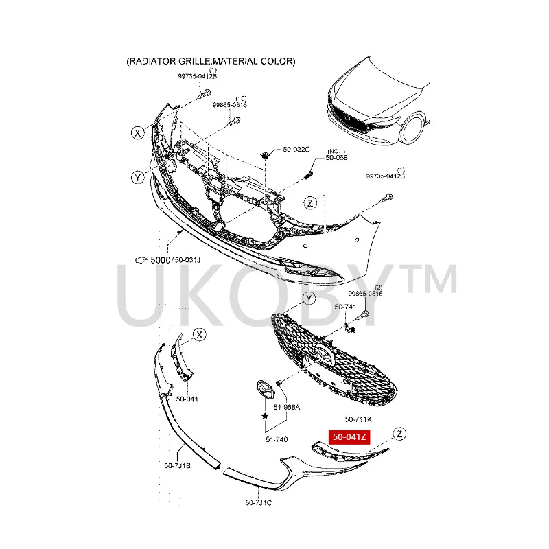 BELG50041 BELG50051 Suitable for Ma zd a Axela next-generation Front bumper grille decorative strip