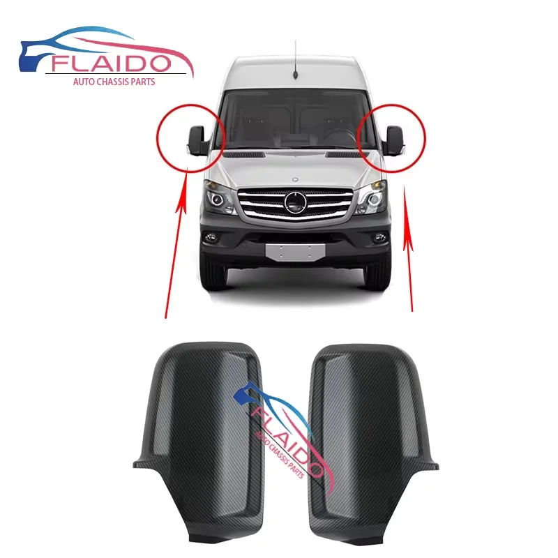 

FLAIDO - Pair Car Door Wing Mirror Cover Carbon Fibre for Mercedes Sprinter / VW Crafter 2006 - 2017 Stick On