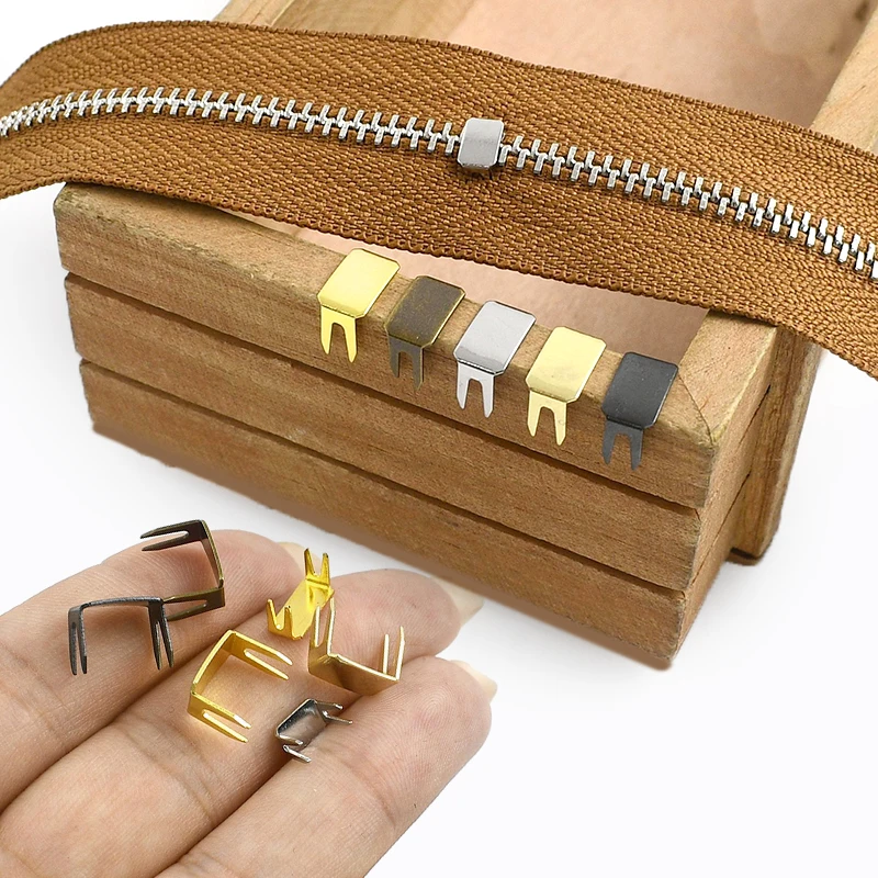 

Meetee 3# 5# 8# 10# Sewing Zipper Tail Clips 20-100Pcs Clothes Closures Zippers End Lock Non-slip Zips Fastener Fix Zip Stopper