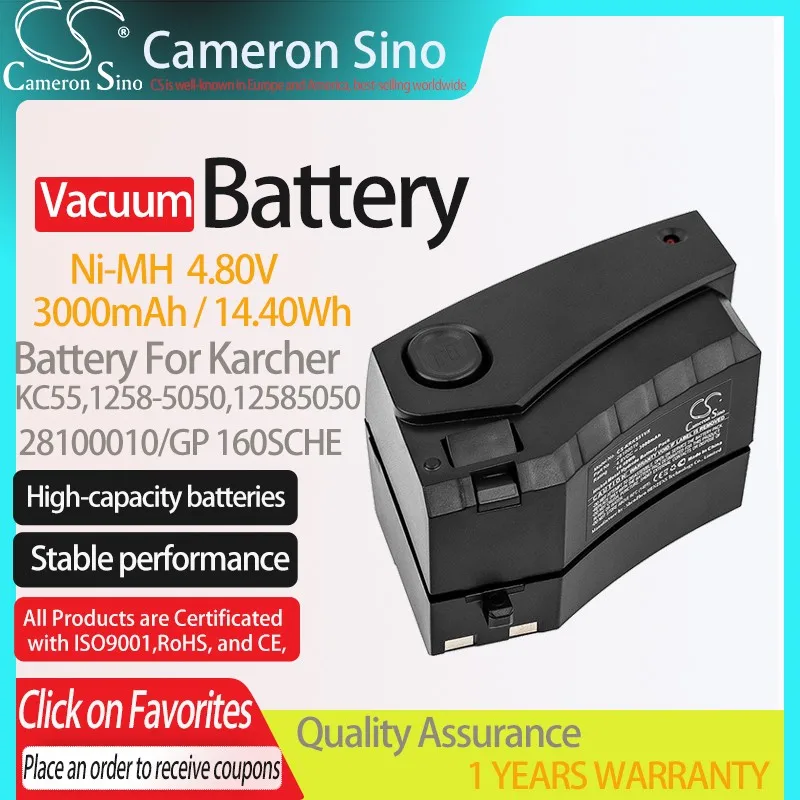 

Cameron Sino 3000mAh Battery 28100010,6.654-118.0 for Karcher 1.258-505.0, 12585050, 1258-5050,K55 Cordless Electric Broom, KC55