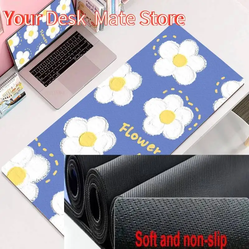 

Большой коврик для мыши с цветком 40x90 см, большие коврики для компьютерной мыши с запирающимся краем, милый коврик для мыши, большой коврик для клавиатуры, геймерские коврики для мыши, настольные коврики