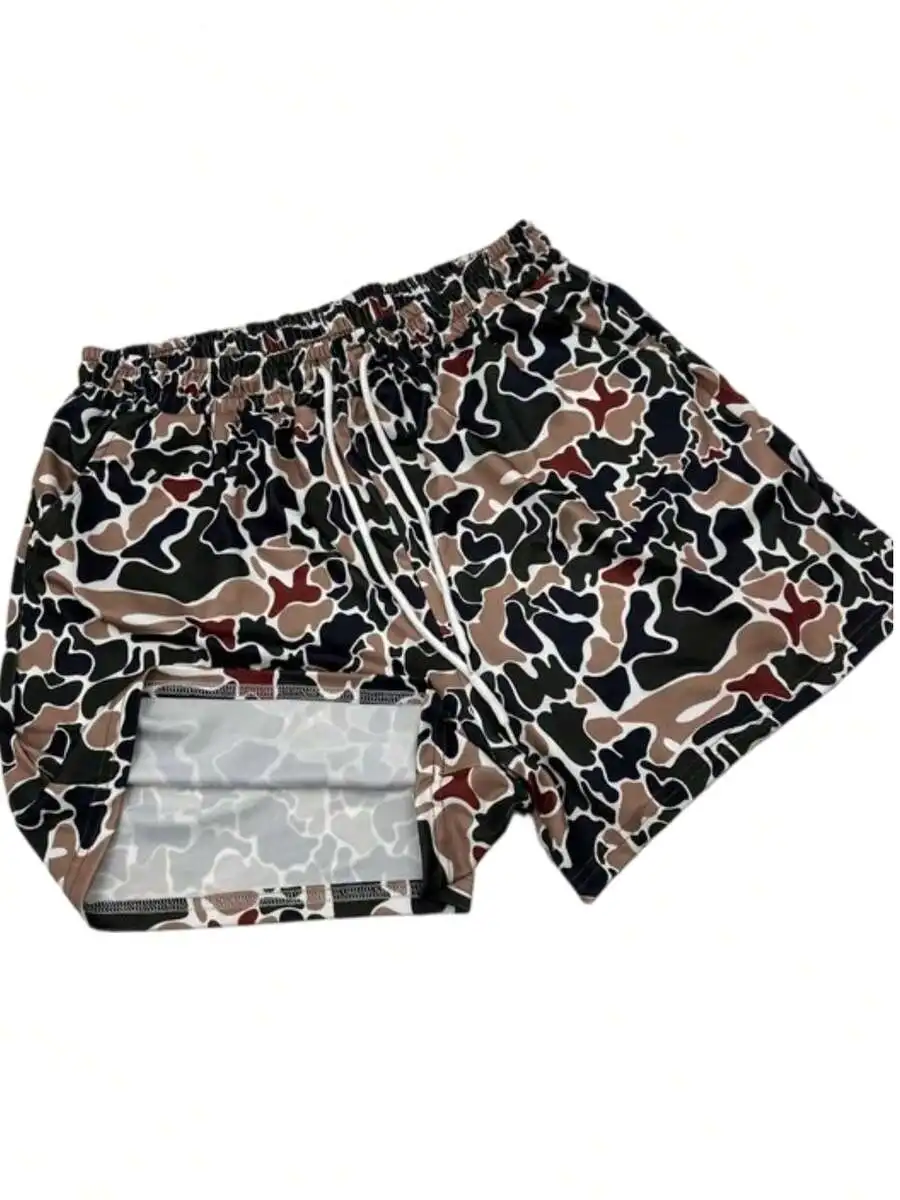 

Mens Camo Print Elastic Waist Loose Fit Shorts For Summer Casual Streetwear