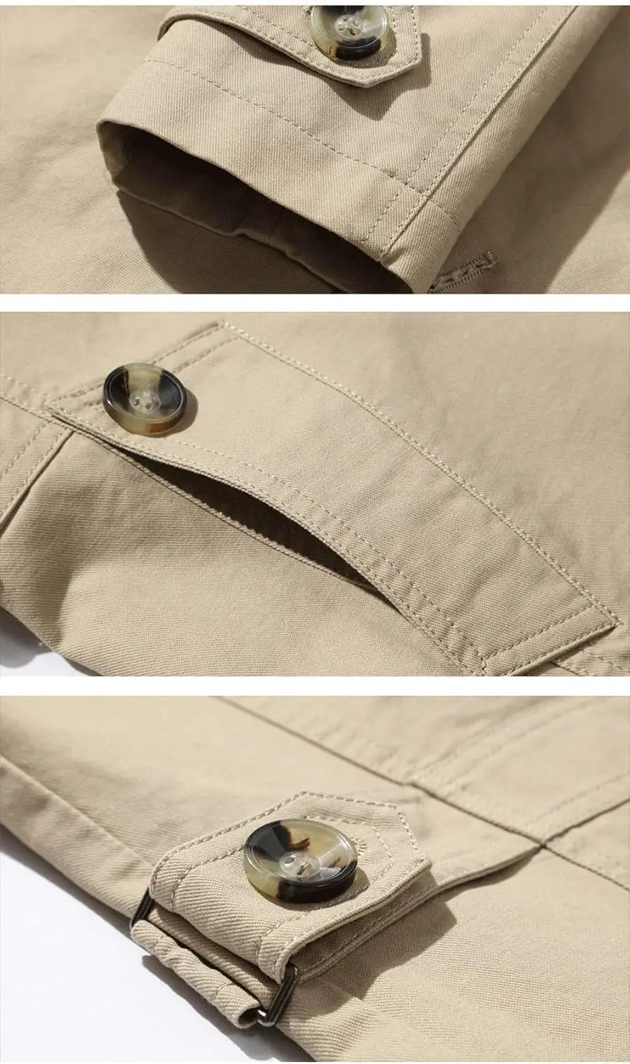 Men's Slim Notched Collar Single Breasted Cotton Office Trench Coat