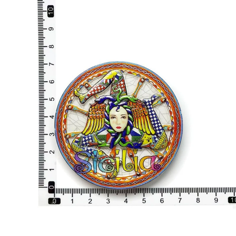 

Italy Sicily Tourist Souvenirs Round Decorative Creative Magnetic Refrigerator Stickers Home Decorations
