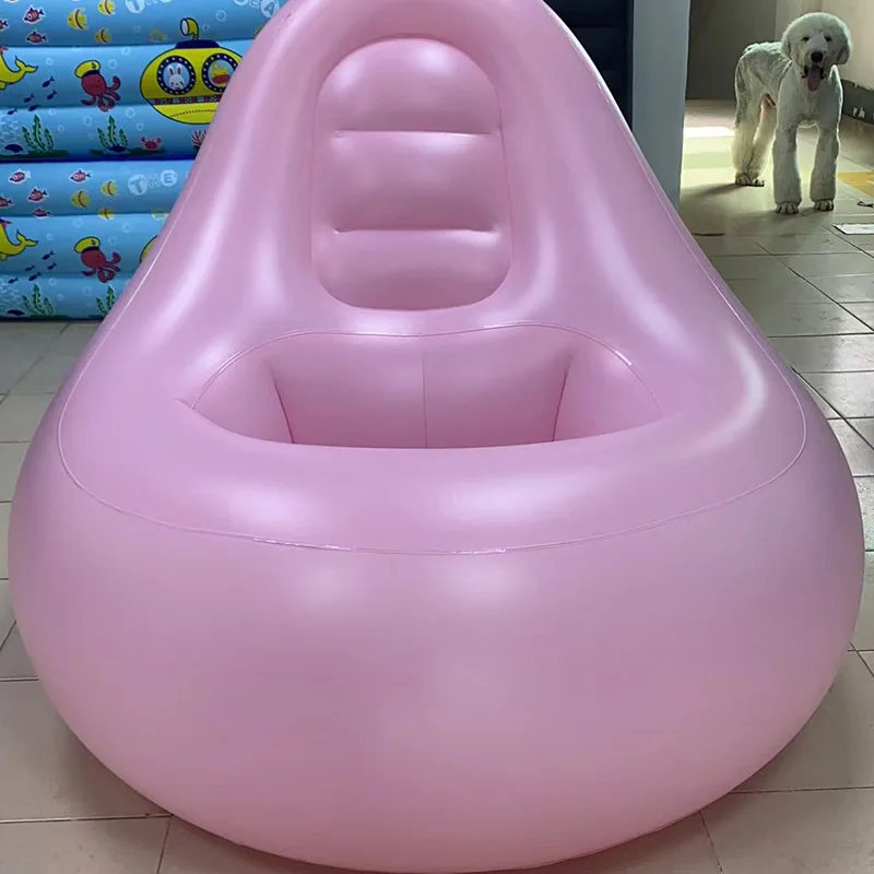 Pink Inflatable Leisure PVC Sofa Chairs Indoor Outdoor Portable Beach Camping Pool Armchair with Holes Inflatable Sofa Lounger