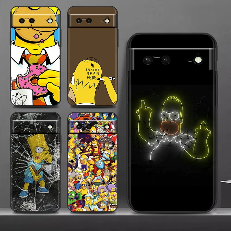 Simpsons Boy Disney For Google Pixel 8 7A 7 6A 6 5A 5 4 4A XL 5G Black Silicon Shockproof Shell Phone Case