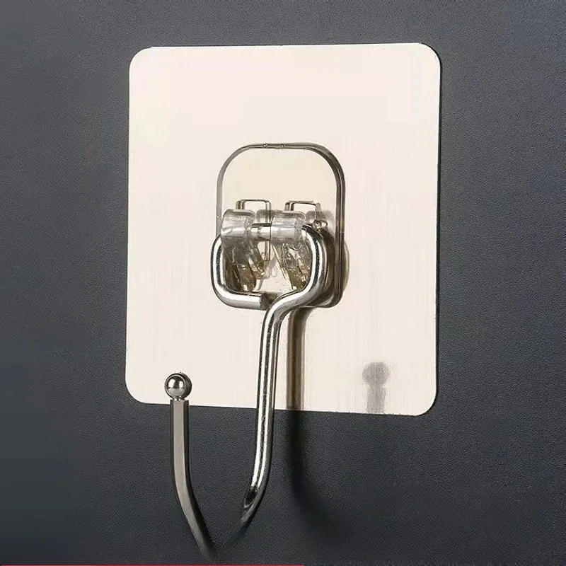 

Strong Seamless Brushed Transparent Large Hook Kitchen and Bathroom Adhesive Hook Storage Rack with Thickened Storage Behind The Door