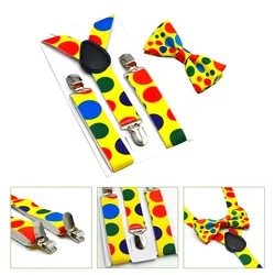 Elastic Kids Suspender Bow Tie Set Child Accessories Halloween Party Favors Cosplay Clown Toddler Suspenders Kit
